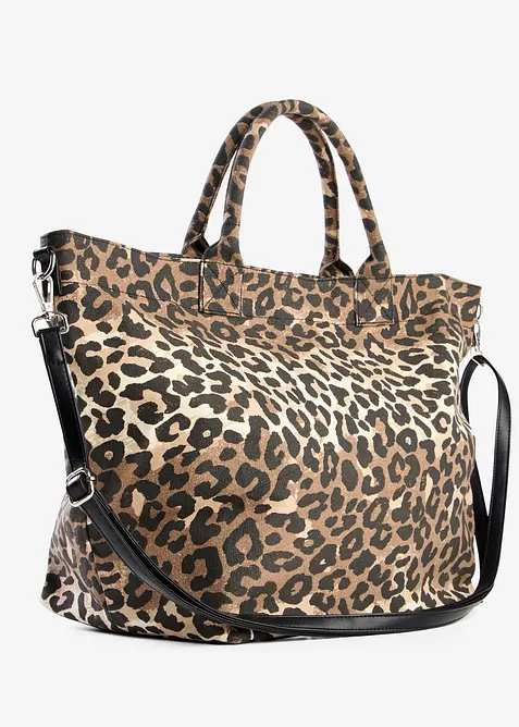 Leopardm&ouml;nstrad shoppingv&auml;ska i canvas, bonprix