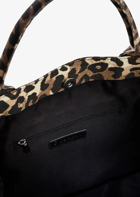 Leopardm&ouml;nstrad shoppingv&auml;ska i canvas, bonprix