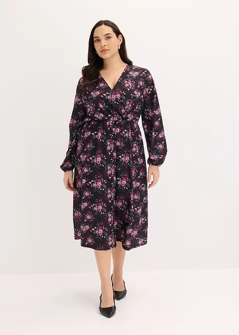 Jerseykl&auml;nning med ballong&auml;rmar, bonprix