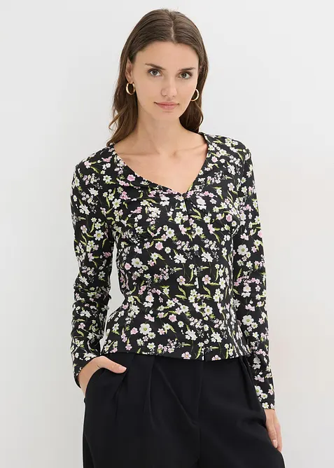 L&aring;ng&auml;rmad topp av bomullsmix, bonprix