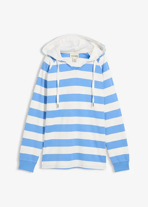 Tunn topp med huva i bomullsmix, bonprix