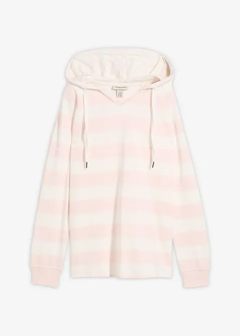 Tunn topp med huva i bomullsmix, bonprix