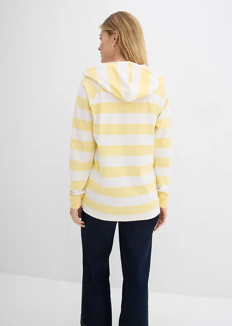 Tunn topp med huva i bomullsmix, bonprix