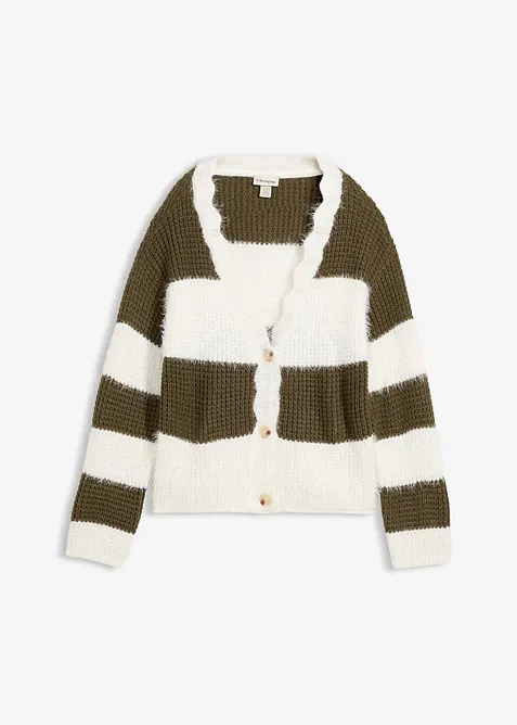 Grovstickad cardigan i vid modell, bonprix