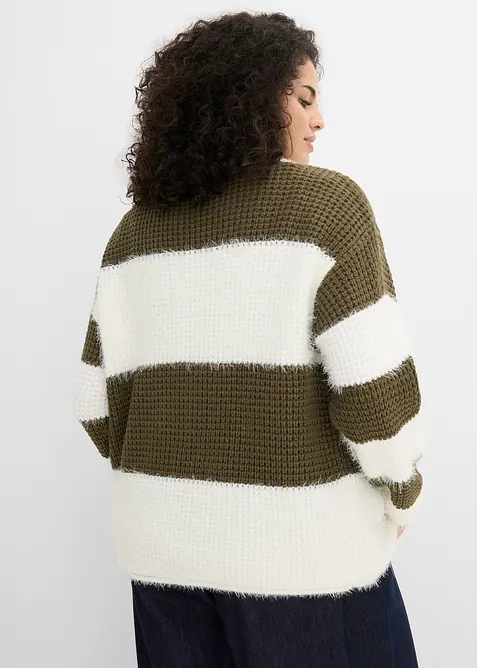 Grovstickad cardigan i vid modell, bonprix