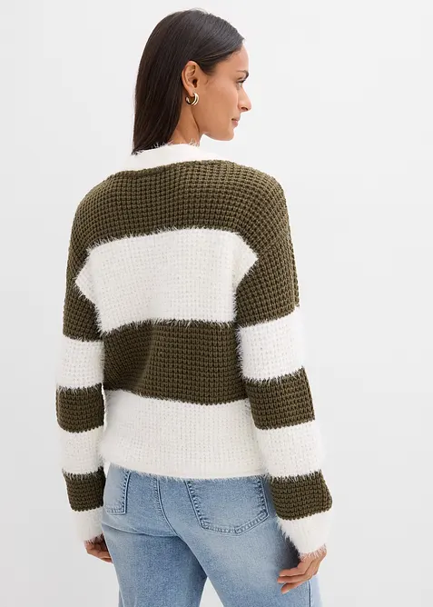 Grovstickad cardigan i vid modell, bonprix