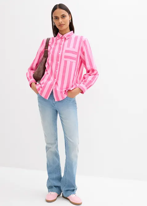 Skjortblus i ekologisk bomull, bonprix