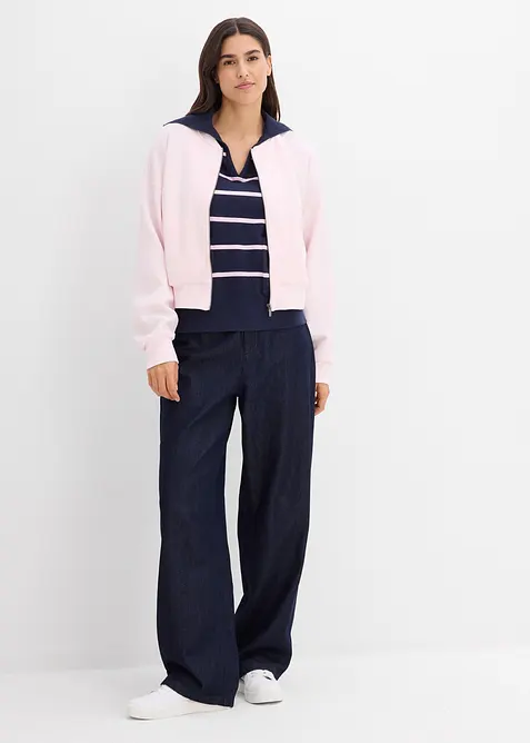 Finstickad tr&ouml;ja med tenniskrage, bonprix