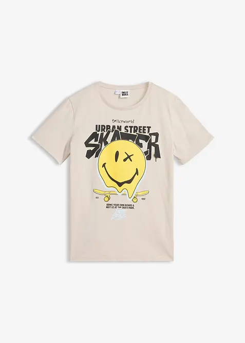 T-shirt med smileymotiv, av bomull, SmileyWorld