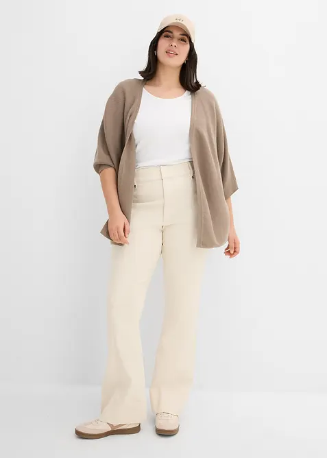 Ribbstickad oversizecardigan i viskosmix, bonprix