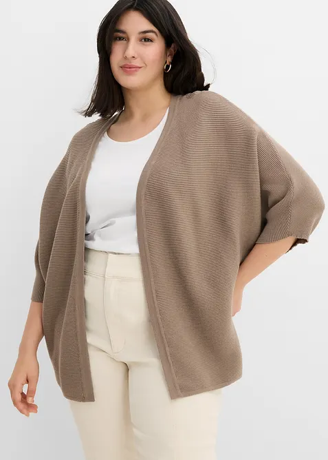 Ribbstickad oversizecardigan i viskosmix, bonprix