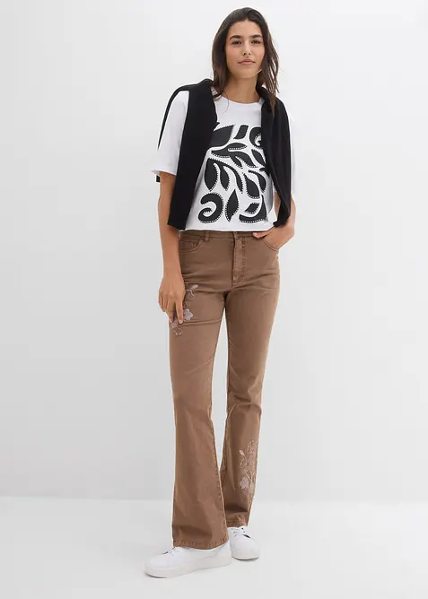 Bootcut-jeans med broderi, bonprix