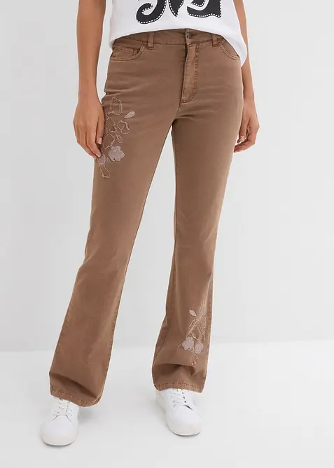 Bootcut-jeans med broderi, bonprix