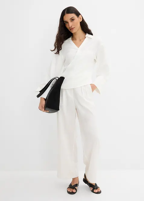 Asymmetrisk blus i viskosmix, bonprix