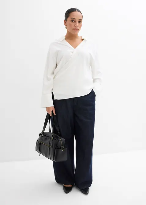 Asymmetrisk blus i viskosmix, bonprix