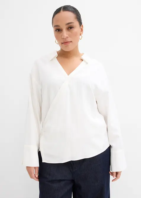 Asymmetrisk blus i viskosmix, bonprix