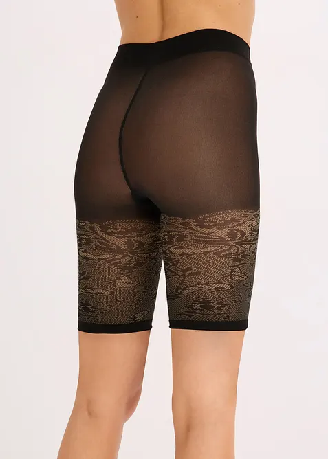 Funktionscykelbyxa som motverkar skav, med m&ouml;nstrad spets 110 DEN, bonprix