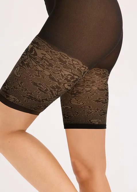 Funktionscykelbyxa som motverkar skav, med m&ouml;nstrad spets 110 DEN, bonprix