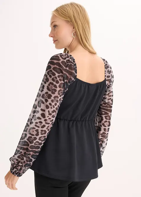 L&aring;ng&auml;rmad topp med mesh&auml;rmar, bonprix