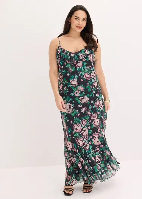 Kl&auml;nning i mjuk mesh med smala axelband, bonprix