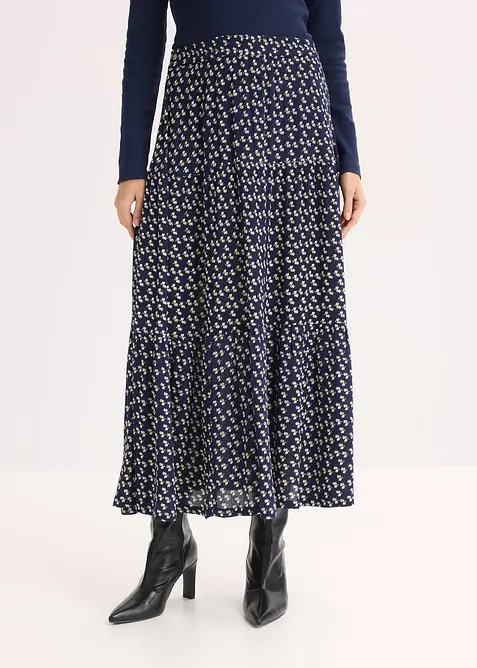 Maxikjol med v&aring;der, i viskos med struktur, bonprix