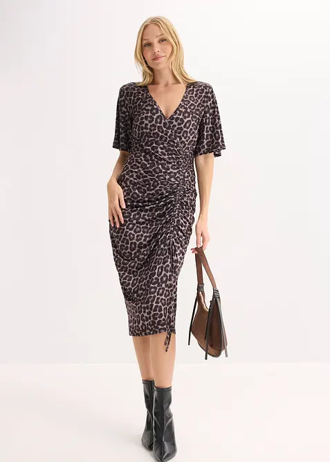 Mellanl&aring;ng kl&auml;nning med insv&auml;ngd midja, bonprix