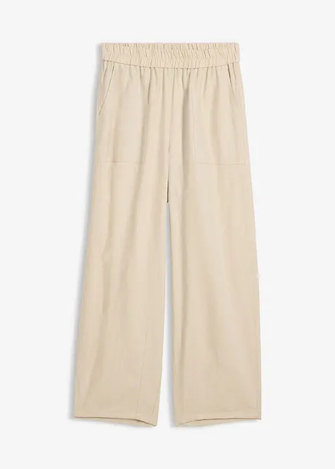 Byxa i barrelmodell, av tunn linnemix, bonprix