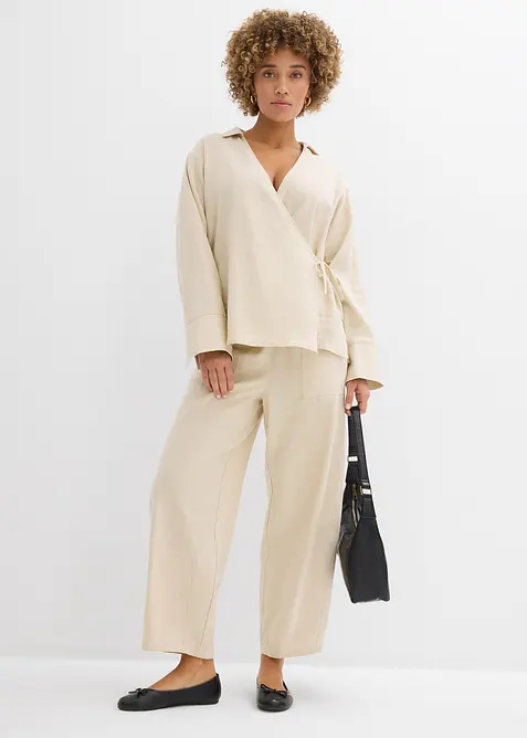 Byxa i barrelmodell, av tunn linnemix, bonprix