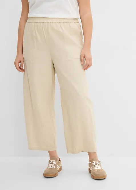 Byxa i barrelmodell, av tunn linnemix, bonprix