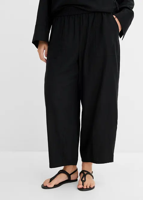 Byxa i barrelmodell, av tunn linnemix, bonprix