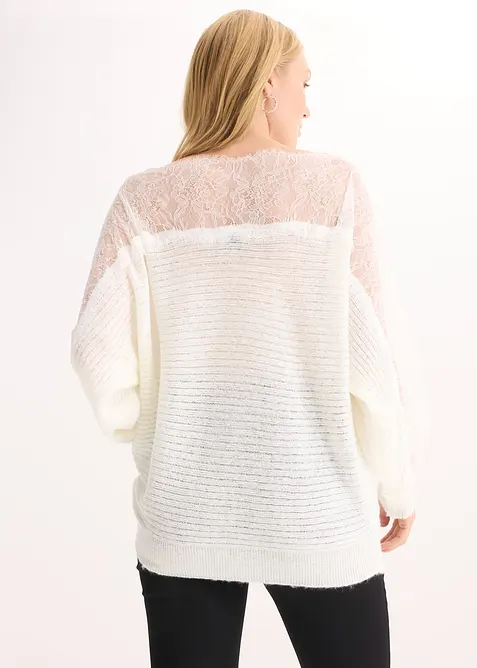 Off shoulder-tr&ouml;ja med spets, bonprix