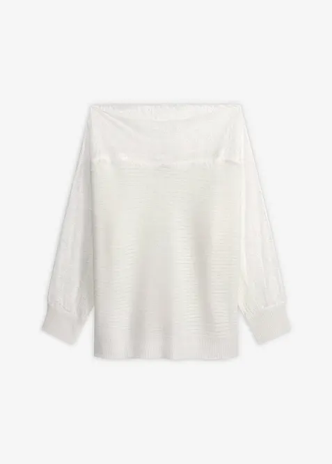 Off shoulder-tr&ouml;ja med spets, bonprix