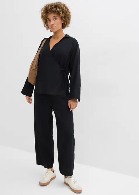 Byxa i barrelmodell, av tunn linnemix, bonprix