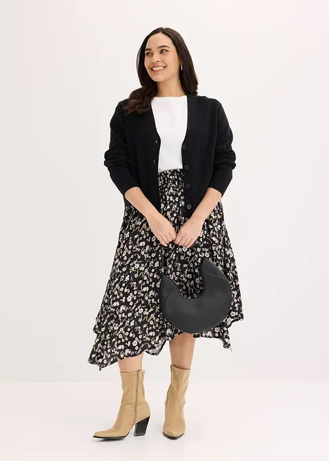 Midikjol av ren viskos, bonprix