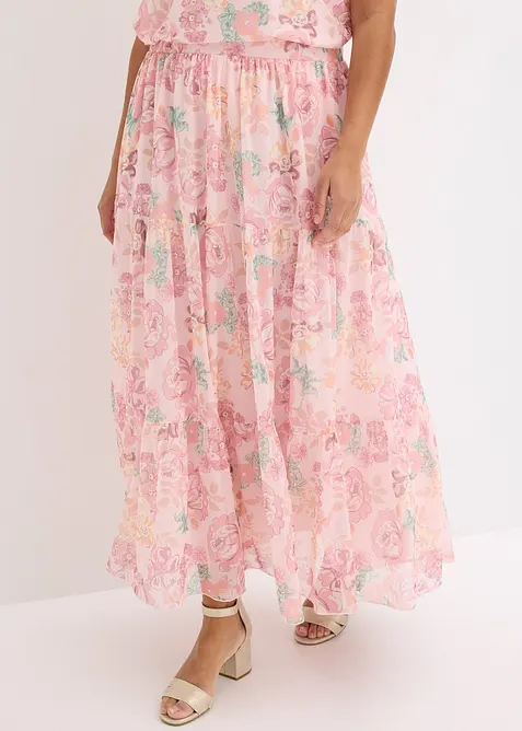 Maxikjol i mjuk mesh, bonprix