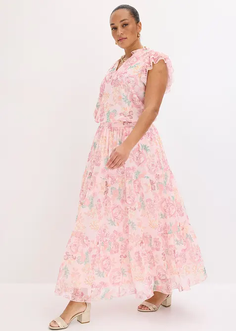 Maxikjol i mjuk mesh, bonprix