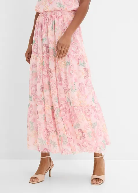 Maxikjol i mjuk mesh, bonprix