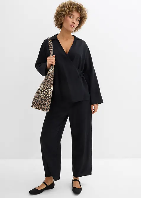 Omlottblus av linnemix, bonprix