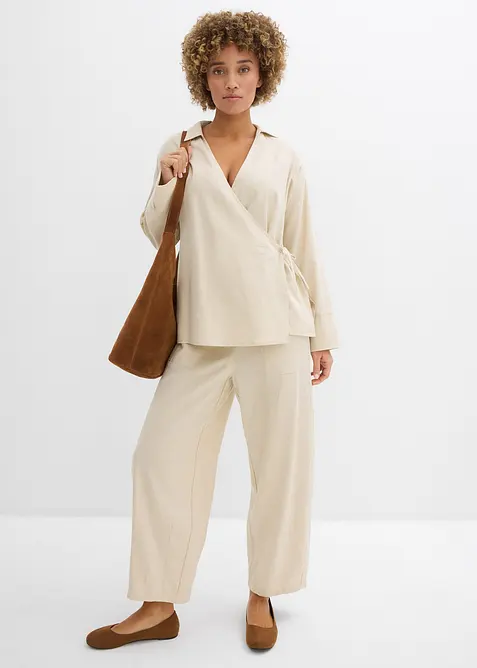 Omlottblus av linnemix, bonprix