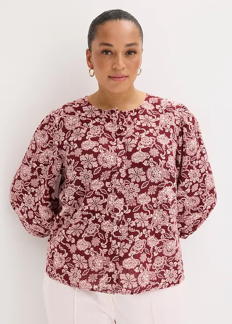 Blus med puff&auml;rmar, bonprix