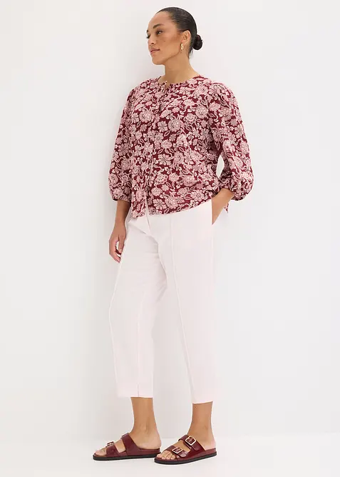 Blus med puff&auml;rmar, bonprix