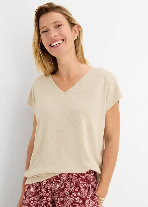 Oversizetopp med stickad look, bonprix