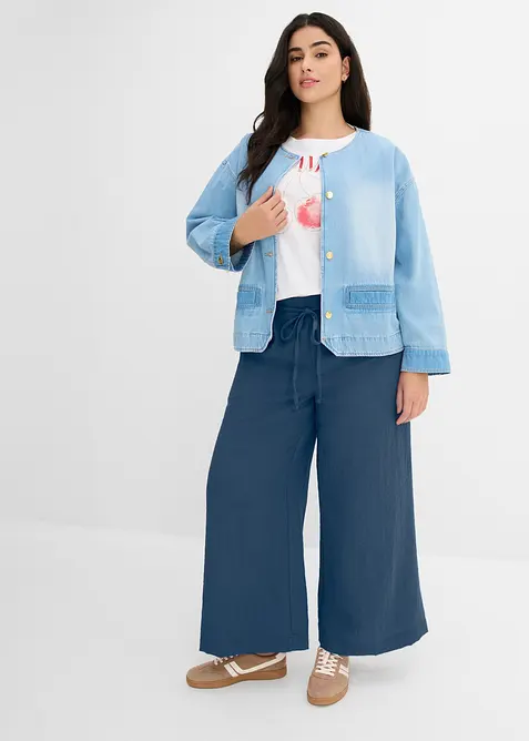 Culottebyxa i b&ouml;ljande viskosmix, bonprix