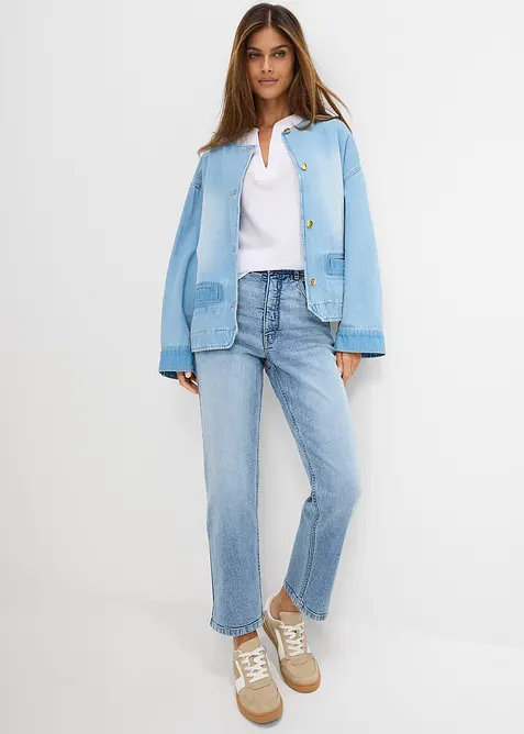 Straight jeans i Loose modell med High Waist, cropped, bonprix