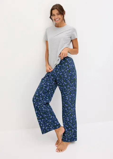 Pyjamas med figurn&auml;ra &ouml;verdel, kort&auml;rmad, bonprix