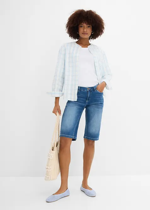Bekv&auml;ma stretchiga jeansbermudas, bonprix