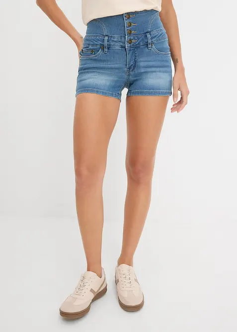 Jeansshorts med h&ouml;g midja, bonprix