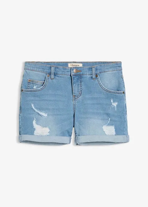Jeansshorts Mid Waist med destroyed-effekter, bonprix