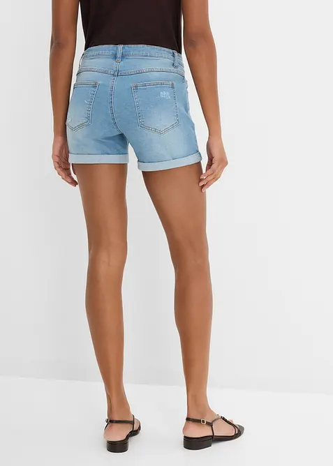Jeansshorts Mid Waist med destroyed-effekter, bonprix