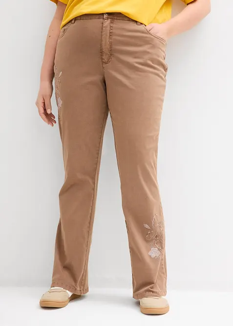 Bootcut-jeans med broderi, bonprix